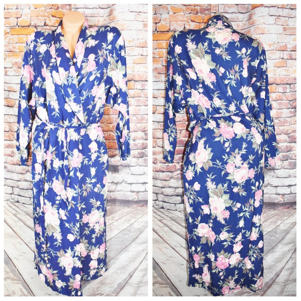 Victoria Secret Large Maxi Kimono Robe Gold Crown Label Very Early VS Vintage